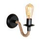 Frendorf | Schwarz 1 Glühbirne Wandlampe Fixture Lodge Metall Oval/Rund Rückplatte Wandlicht mit Gebogenem Seilarm
