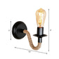 Frendorf | Schwarz 1 Glühbirne Wandlampe Fixture Lodge Metall Oval/Rund Rückplatte Wandlicht mit Gebogenem Seilarm