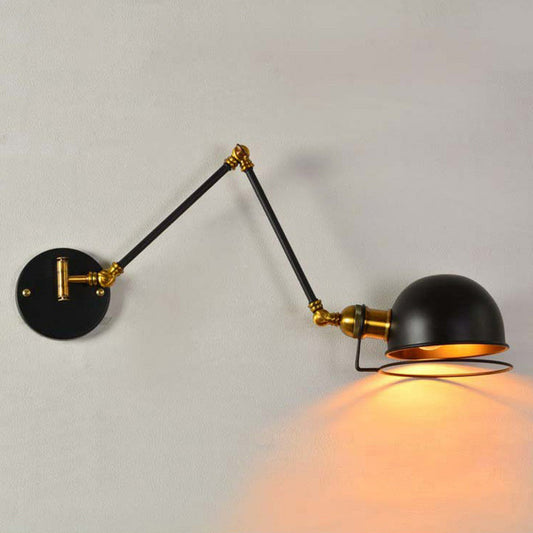 Frendorf | Bowl Restaurant Verstellbare Wandlampe Vintage Metall Einzelne Schwarze Wandmontierte Lampe mit Drahtschutz, 4"+4"/8"+8"/12"+6" Breite