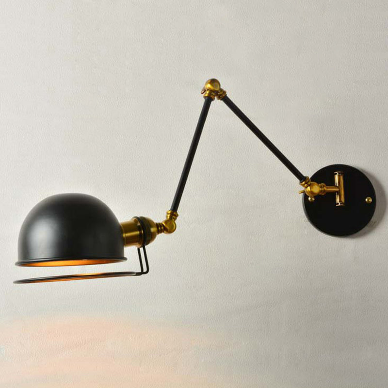 Frendorf | Bowl Restaurant Verstellbare Wandlampe Vintage Metall Einzelne Schwarze Wandmontierte Lampe mit Drahtschutz, 4"+4"/8"+8"/12"+6" Breite
