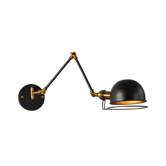 Frendorf | Bowl Restaurant Verstellbare Wandlampe Vintage Metall Einzelne Schwarze Wandmontierte Lampe mit Drahtschutz, 4"+4"/8"+8"/12"+6" Breite