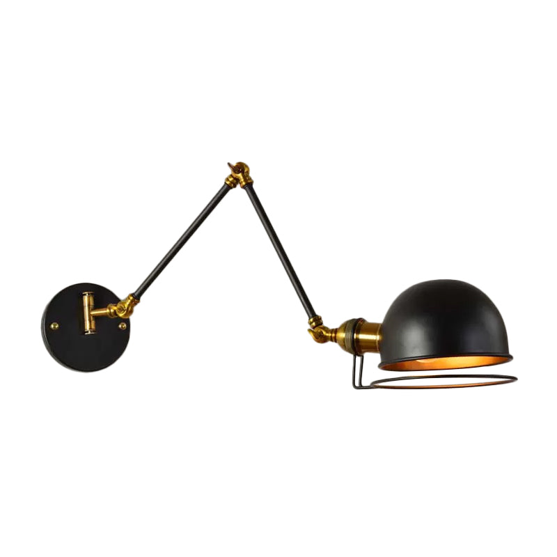 Frendorf | Bowl Restaurant Verstellbare Wandlampe Vintage Metall Einzelne Schwarze Wandmontierte Lampe mit Drahtschutz, 4"+4"/8"+8"/12"+6" Breite
