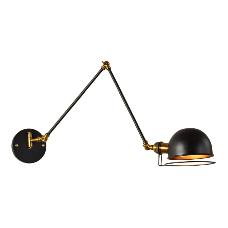 Frendorf | Bowl Restaurant Verstellbare Wandlampe Vintage Metall Einzelne Schwarze Wandmontierte Lampe mit Drahtschutz, 4"+4"/8"+8"/12"+6" Breite