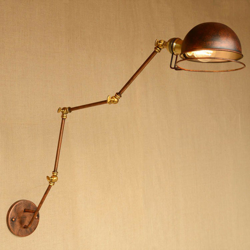 Frendorf | Eisenrost Wandleselampe Halbkugelförmig 1-Lampe Bauernhaus Wandmontierte Beleuchtung mit drehbarem Arm und Drahtschutz