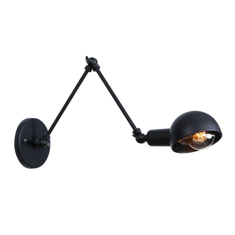 Frendorf | Schwarzer Schwenkbarer Wandlicht-Kit Vintage Eisen 8"/19,5"+19,5" Breit 1 Glühbirne Schlafzimmer Wandmontierte Leselampe