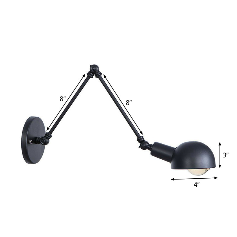 Frendorf | Schwarzer Schwenkbarer Wandlicht-Kit Vintage Eisen 8"/19,5"+19,5" Breit 1 Glühbirne Schlafzimmer Wandmontierte Leselampe