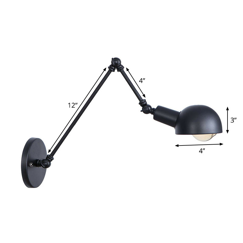 Frendorf | Schwarzer Schwenkbarer Wandlicht-Kit Vintage Eisen 8"/19,5"+19,5" Breit 1 Glühbirne Schlafzimmer Wandmontierte Leselampe