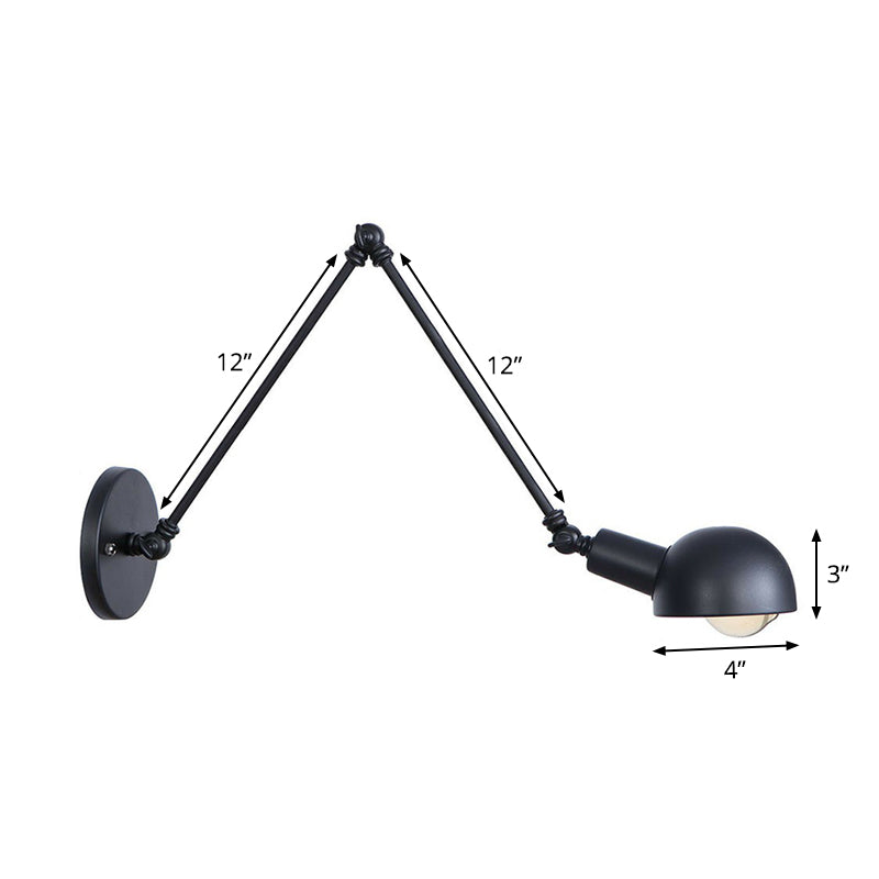 Frendorf | Schwarzer Schwenkbarer Wandlicht-Kit Vintage Eisen 8"/19,5"+19,5" Breit 1 Glühbirne Schlafzimmer Wandmontierte Leselampe