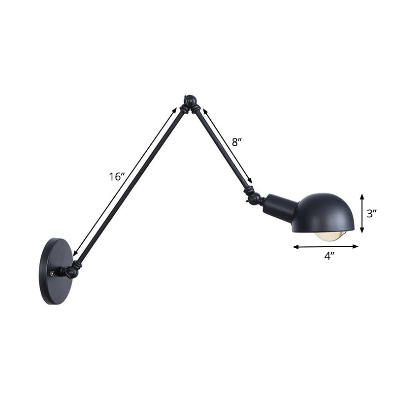 Frendorf | Schwarzer Schwenkbarer Wandlicht-Kit Vintage Eisen 8"/19,5"+19,5" Breit 1 Glühbirne Schlafzimmer Wandmontierte Leselampe