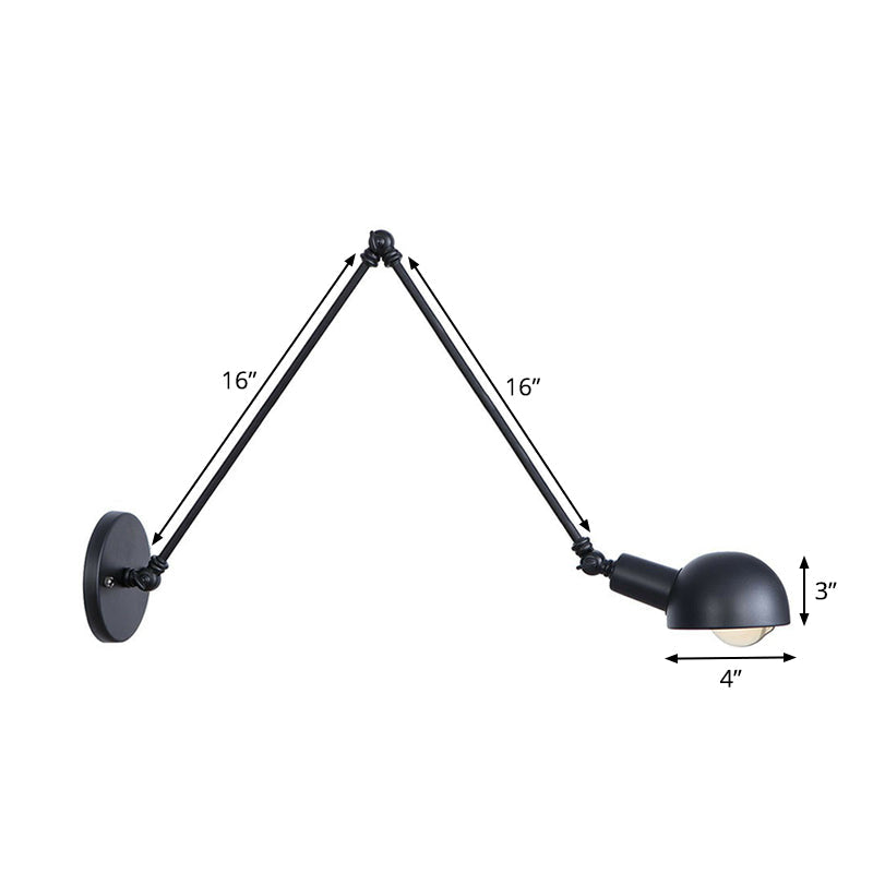 Frendorf | Schwarzer Schwenkbarer Wandlicht-Kit Vintage Eisen 8"/19,5"+19,5" Breit 1 Glühbirne Schlafzimmer Wandmontierte Leselampe