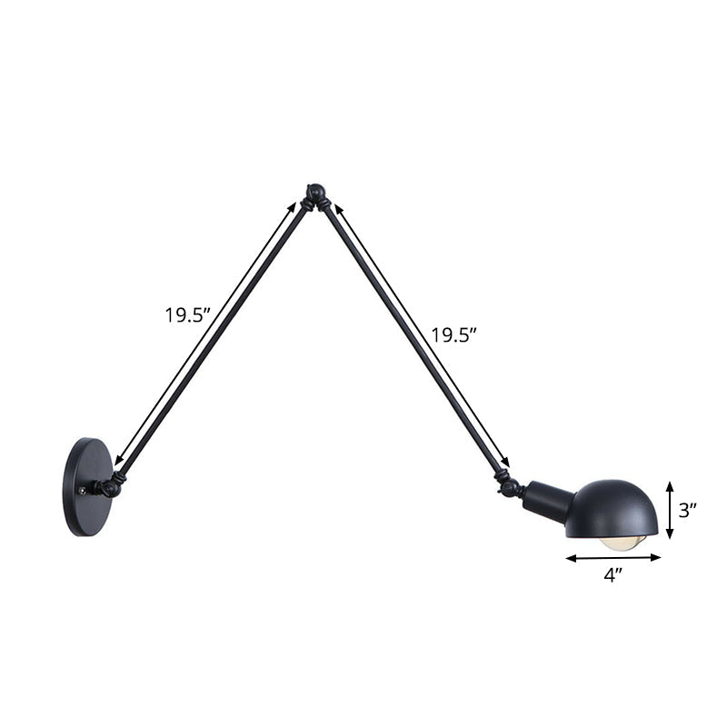Frendorf | Schwarzer Schwenkbarer Wandlicht-Kit Vintage Eisen 8"/19,5"+19,5" Breit 1 Glühbirne Schlafzimmer Wandmontierte Leselampe