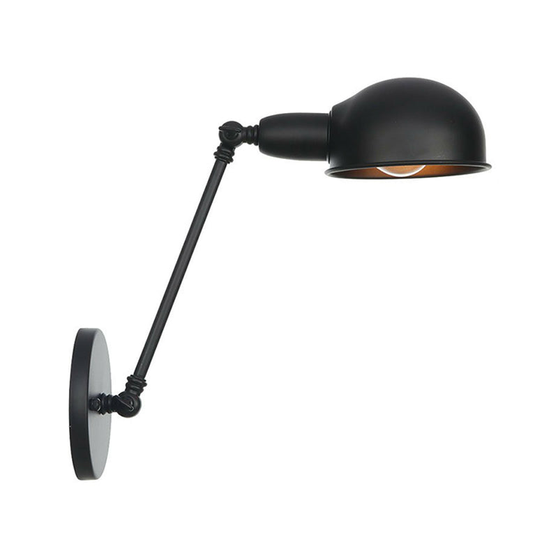 Frendorf | Industriële Koepelvormige Wandlamp Kit Enkelvoudige Gloeilamp IJzeren Wandmontage Verlichtingsarmatuur met Swingarm in Zwart, 6"+6"/12"+6" W