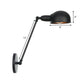 Frendorf | Industriële Koepelvormige Wandlamp Kit Enkelvoudige Gloeilamp IJzeren Wandmontage Verlichtingsarmatuur met Swingarm in Zwart, 6"+6"/12"+6" W