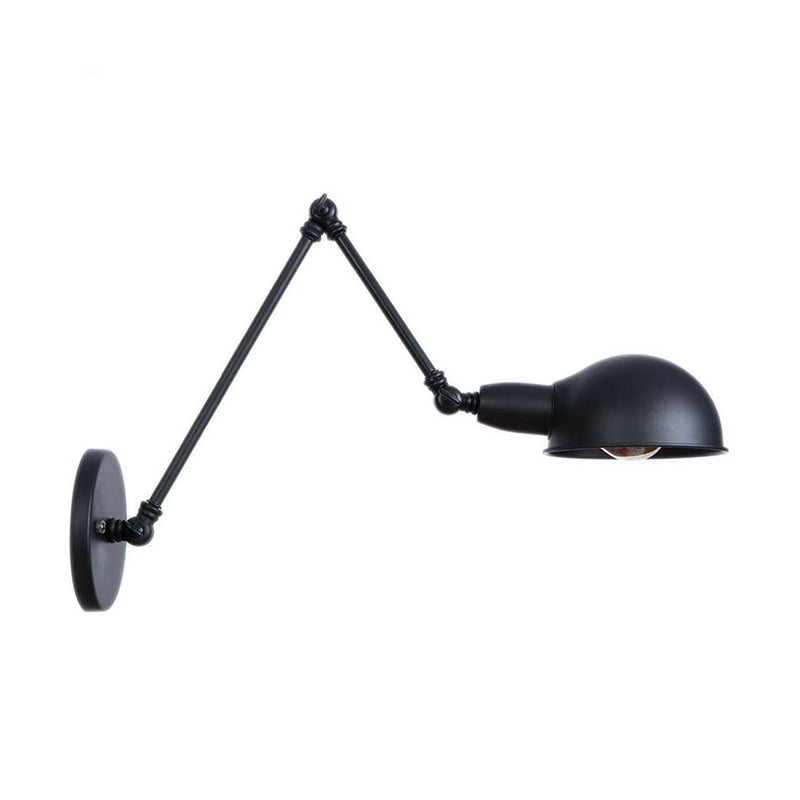 Frendorf | Industriële Koepelvormige Wandlamp Kit Enkelvoudige Gloeilamp IJzeren Wandmontage Verlichtingsarmatuur met Swingarm in Zwart, 6"+6"/12"+6" W
