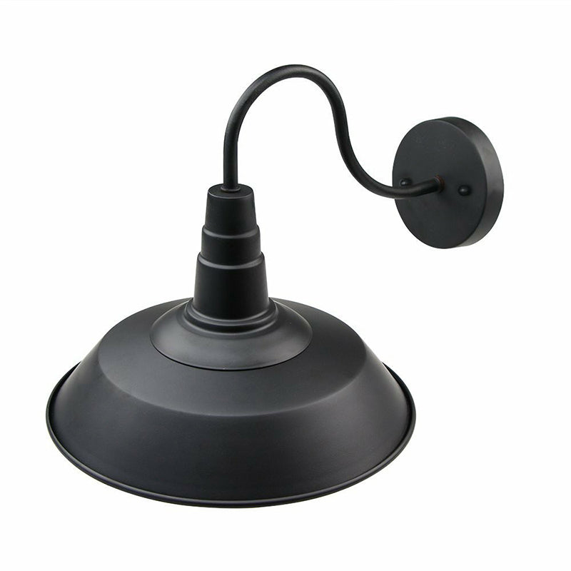 Frendorf | Metallische schwarze Wandlampen-Fassung Scheunen-Schirm 1 Kopf rustikaler Wandmontage-Lampe mit Gänsnehalsarm