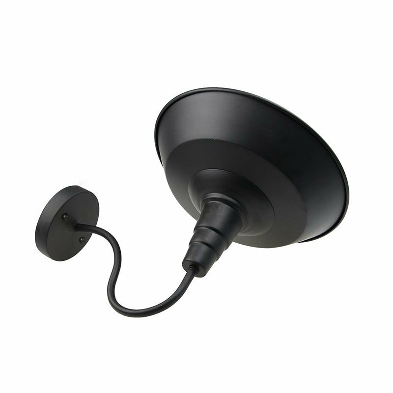 Frendorf | Metallische schwarze Wandlampen-Fassung Scheunen-Schirm 1 Kopf rustikaler Wandmontage-Lampe mit Gänsnehalsarm