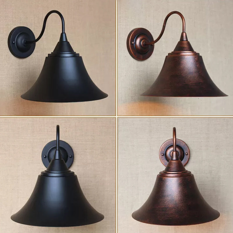 Eisen Carillon Wandbeleuchtung Ideen Ländlich 1-Licht Bistro Gänsekopfwandleuchte in Schwarz/Antik Schwarz/Rost