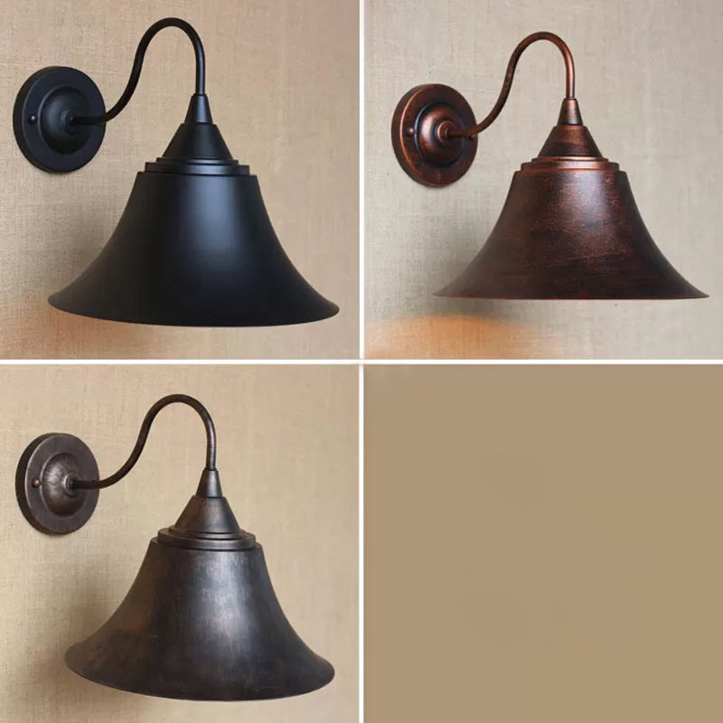 Eisen Carillon Wandbeleuchtung Ideen Ländlich 1-Licht Bistro Gänsekopfwandleuchte in Schwarz/Antik Schwarz/Rost