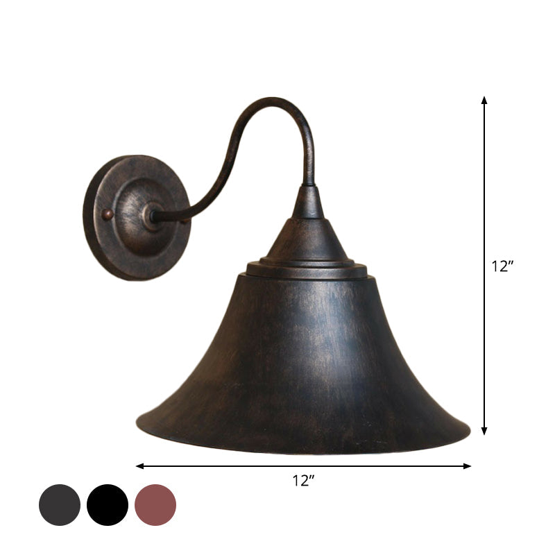 Eisen Carillon Wandbeleuchtung Ideen Ländlich 1-Licht Bistro Gänsekopfwandleuchte in Schwarz/Antik Schwarz/Rost