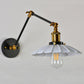 Scalloped Iron Wall Reading Lamp Loft 1 Bulb 8"+8"/12"+12" W Schlafzimmer Wandleuchte mit 2-Gelenk verstellbarem Arm in Schwarz/Weiß-Messing