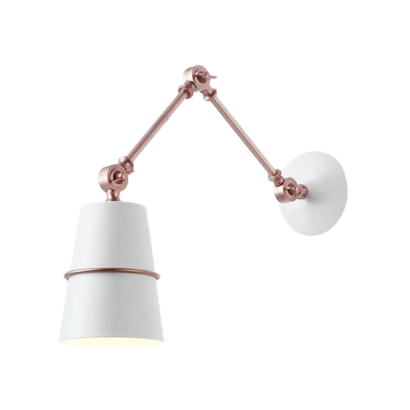 1-Licht Kegel Schatten Wandlampe Nordic Schwarz/Weiß Metall Schwenkarm Wandmontierte Leseleuchte für Schlafzimmer