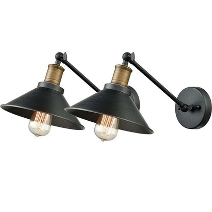 Frendorf | Kegelvormige Schaduw Badkamer Wandlamp Landelijk Metaal 1/2-Licht Zwarte en Messing Wandgemonteerde Lamp met Draaipatent