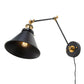 Frendorf | Iron Black Finish Reading Wall Lamp Roll-Edge Conical Single Industrial Plug/Plug-less Wandverlichting met Swingarm
