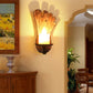 Frendorf | 1-Light Lantern Wandleuchtenkit Landschaft Braun Klarglas Wandhängelampe mit rechteckiger/semikreisförmiger Holzrückplatte