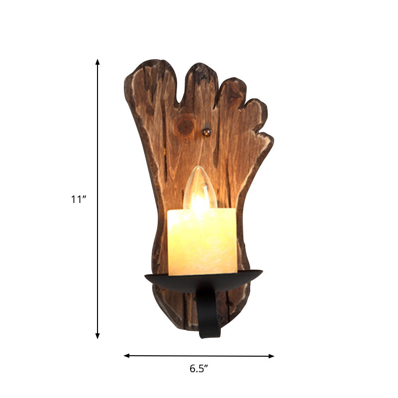Frendorf | 1-Light Lantern Wandleuchtenkit Landschaft Braun Klarglas Wandhängelampe mit rechteckiger/semikreisförmiger Holzrückplatte