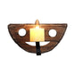 Frendorf | 1-Light Lantern Wandleuchtenkit Landschaft Braun Klarglas Wandhängelampe mit rechteckiger/semikreisförmiger Holzrückplatte