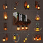 oval/fischförmige Holz Wand Sconce Licht rustikal 1 Kopf Küche Wand montierte Lampe mit Kerze/Laterne in Braun