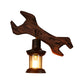 Frendorf | Ovale/Fischförmige Holz Wand Sconce Licht Rustikal 1 Kopf Küche Wandmontierte Lampe mit Kerze/Lattern in Braun