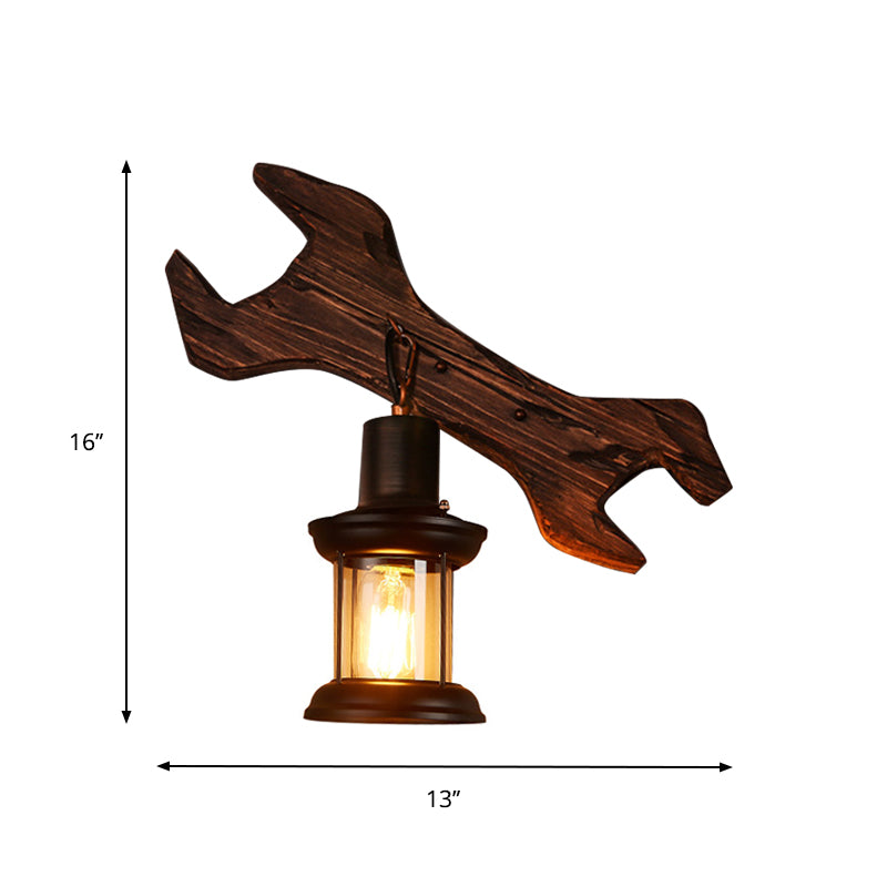 oval/fischförmige Holz Wand Sconce Licht rustikal 1 Kopf Küche Wand montierte Lampe mit Kerze/Laterne in Braun