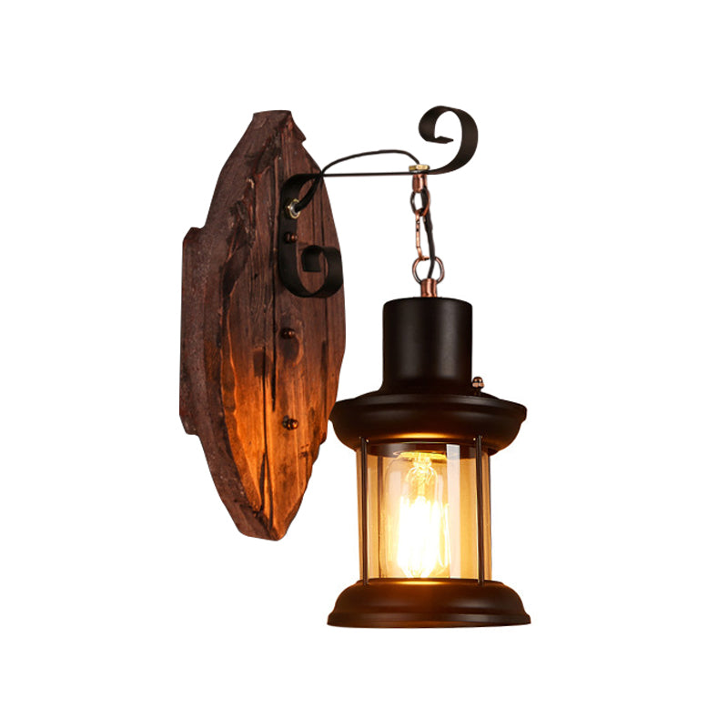 oval/fischförmige Holz Wand Sconce Licht rustikal 1 Kopf Küche Wand montierte Lampe mit Kerze/Laterne in Braun