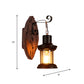 Frendorf | Ovale/Fischförmige Holz Wand Sconce Licht Rustikal 1 Kopf Küche Wandmontierte Lampe mit Kerze/Lattern in Braun