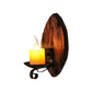 Frendorf | Ovale/Fischförmige Holz Wand Sconce Licht Rustikal 1 Kopf Küche Wandmontierte Lampe mit Kerze/Lattern in Braun