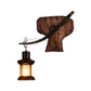 Frendorf | Ovale/Fischförmige Holz Wand Sconce Licht Rustikal 1 Kopf Küche Wandmontierte Lampe mit Kerze/Lattern in Braun
