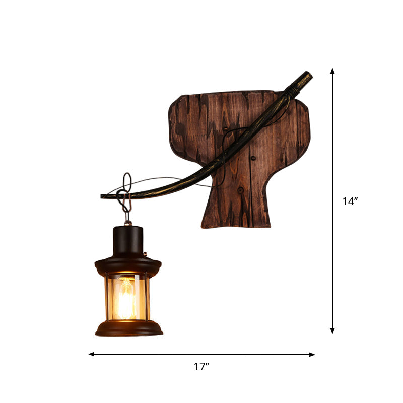 oval/fischförmige Holz Wand Sconce Licht rustikal 1 Kopf Küche Wand montierte Lampe mit Kerze/Laterne in Braun
