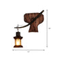 Frendorf | Ovale/Fischförmige Holz Wand Sconce Licht Rustikal 1 Kopf Küche Wandmontierte Lampe mit Kerze/Lattern in Braun