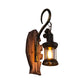 Frendorf | Ovale/Fischförmige Holz Wand Sconce Licht Rustikal 1 Kopf Küche Wandmontierte Lampe mit Kerze/Lattern in Braun
