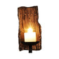 Frendorf | Ovale/Fischförmige Holz Wand Sconce Licht Rustikal 1 Kopf Küche Wandmontierte Lampe mit Kerze/Lattern in Braun