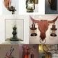 Frendorf | 1/2-Licht Klar Glas Wandlamp Rustiek Bruin Lantaarn/Kerosine Keuken Wandmontage Licht met Ox/Ovaal Houten Achterplaat