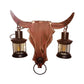 Frendorf | 1/2-Licht Klar Glas Wandlamp Rustiek Bruin Lantaarn/Kerosine Keuken Wandmontage Licht met Ox/Ovaal Houten Achterplaat