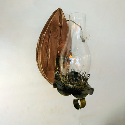 Frendorf | 1/2-Licht Klar Glas Wandlamp Rustiek Bruin Lantaarn/Kerosine Keuken Wandmontage Licht met Ox/Ovaal Houten Achterplaat