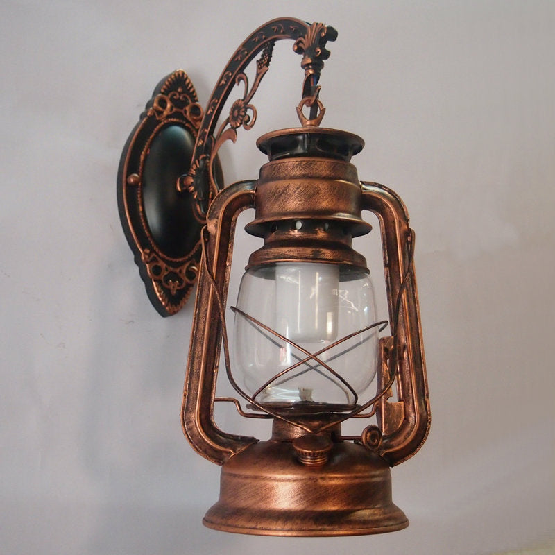 Frendorf | 1-Licht Kerosine Wandmontage Beleuchtung Nautisch Zwart/Koper/Bronze Klarglas Wandleuchten für Esszimmer