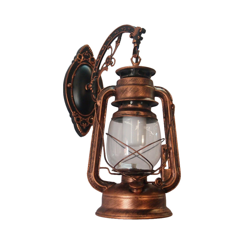 Frendorf | 1-Licht Kerosine Wandmontage Beleuchtung Nautisch Zwart/Koper/Bronze Klarglas Wandleuchten für Esszimmer