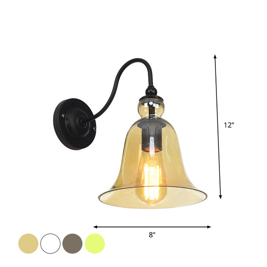Frendorf | Grün/Klar/Bernstein Glas Carillon Wandlampe Loft 1 Glühbirne Wohnzimmer Gooseneck Wandmontierte Lampe in Schwarz