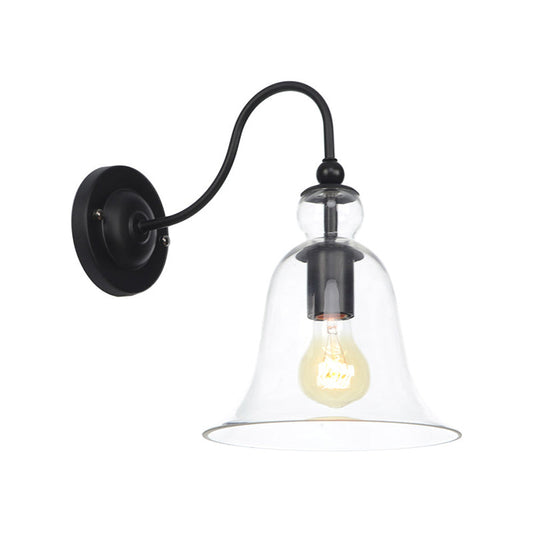 Frendorf | Grün/Klar/Bernstein Glas Carillon Wandlampe Loft 1 Glühbirne Wohnzimmer Gooseneck Wandmontierte Lampe in Schwarz