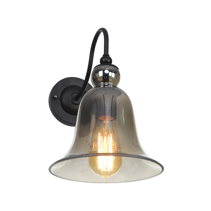 Frendorf | Grün/Klar/Bernstein Glas Carillon Wandlampe Loft 1 Glühbirne Wohnzimmer Gooseneck Wandmontierte Lampe in Schwarz
