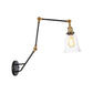 Frendorf | Verstellbare 3-Gelenkarm Eisene Wandlampe Industrie 1 Kopf Schlafzimmer Wandleselicht mit Globus/Saucer Klarglas-Schirm